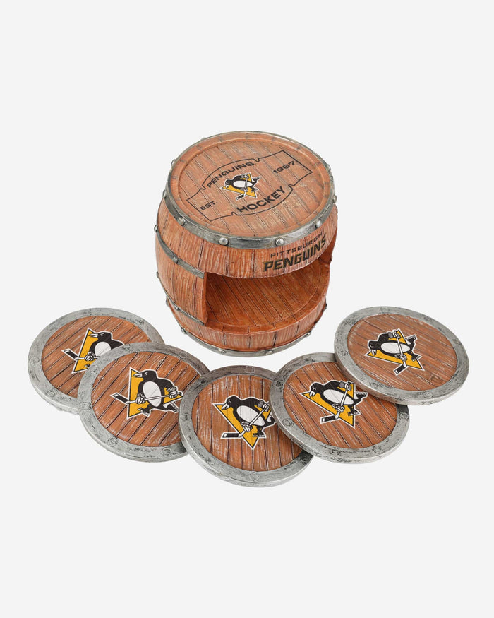 Pittsburgh Penguins 5 Pack Barrel Coaster Set FOCO - FOCO.com