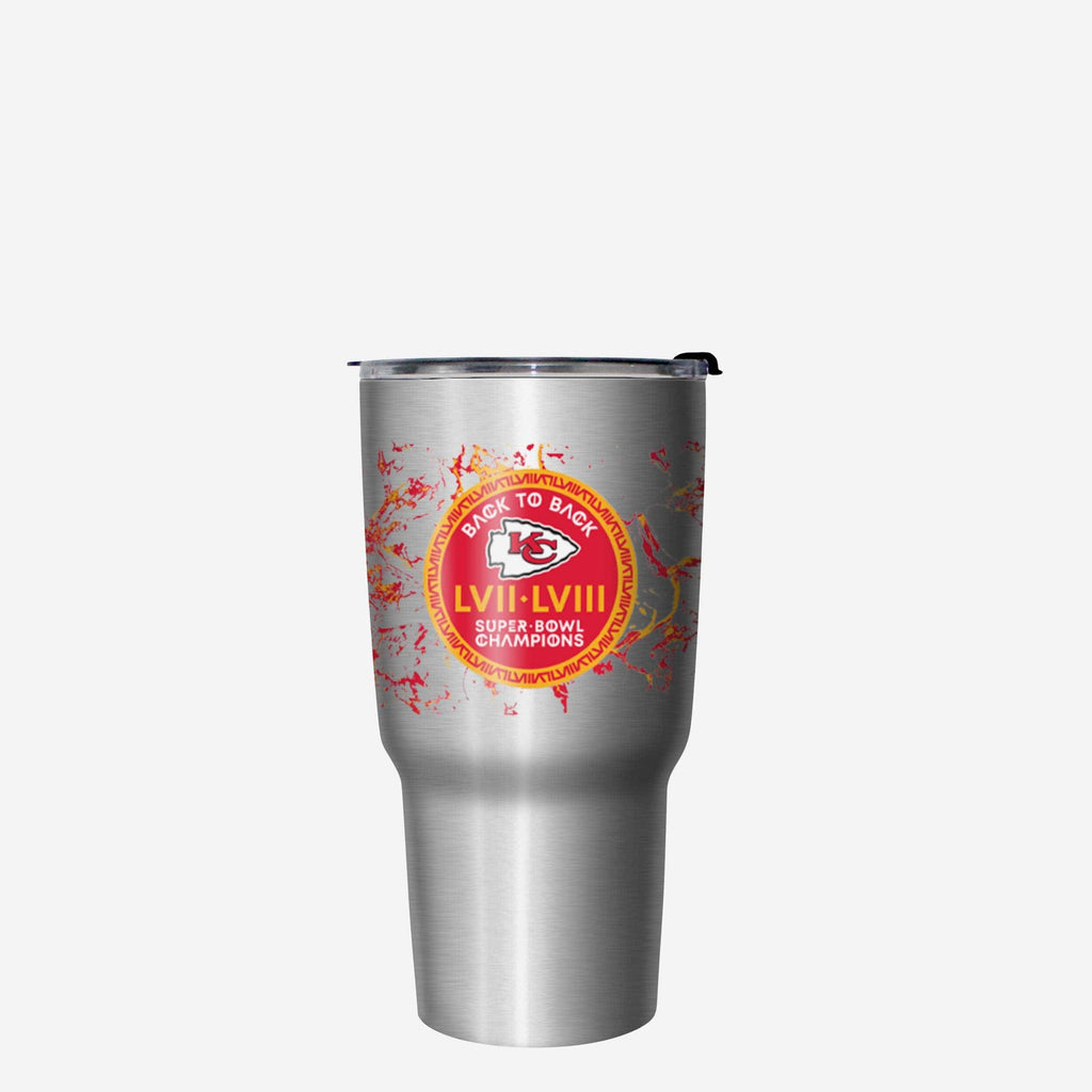Kansas City Chiefs Super Bowl LVIII Champions Silver Marble 27 oz Stainless Steel Tumbler FOCO - FOCO.com