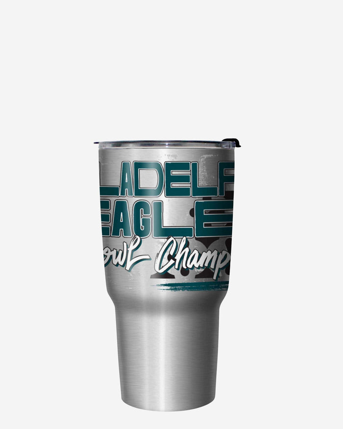 Philadelphia Eagles Super Bowl LIX Champions Stencil Silver Diamond 27 oz Stainless Steel Tumbler FOCO - FOCO.com