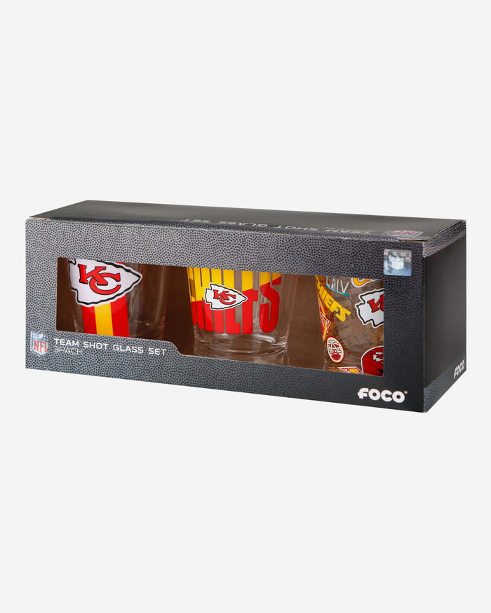 Kansas City Chiefs 3 Pack Shot Glass FOCO - FOCO.com