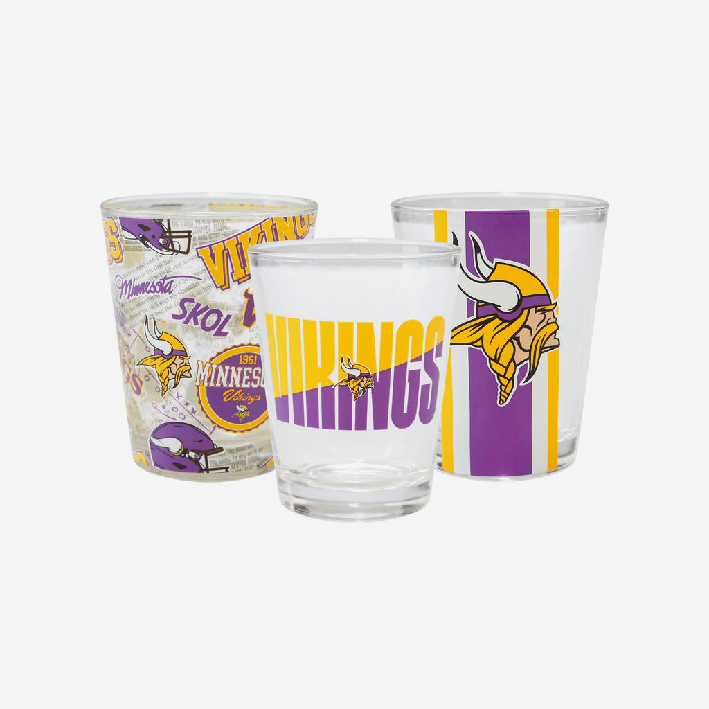 Minnesota Vikings 3 Pack Shot Glass FOCO - FOCO.com