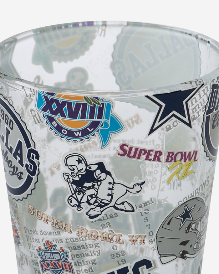 Dallas Cowboys Historic Print Pint Glass FOCO - FOCO.com