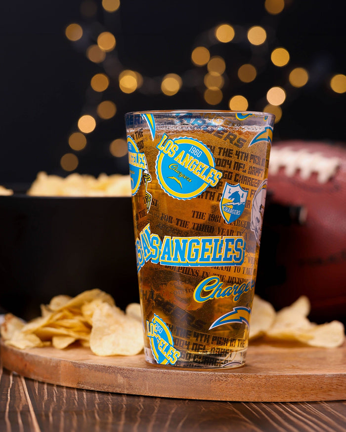 Los Angeles Chargers Historic Print Pint Glass FOCO - FOCO.com