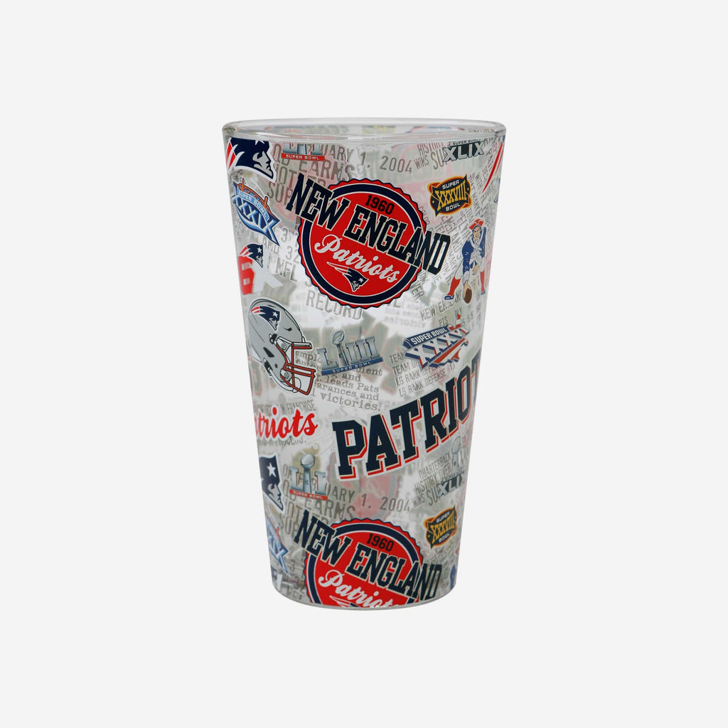 New England Patriots Historic Print Pint Glass FOCO - FOCO.com