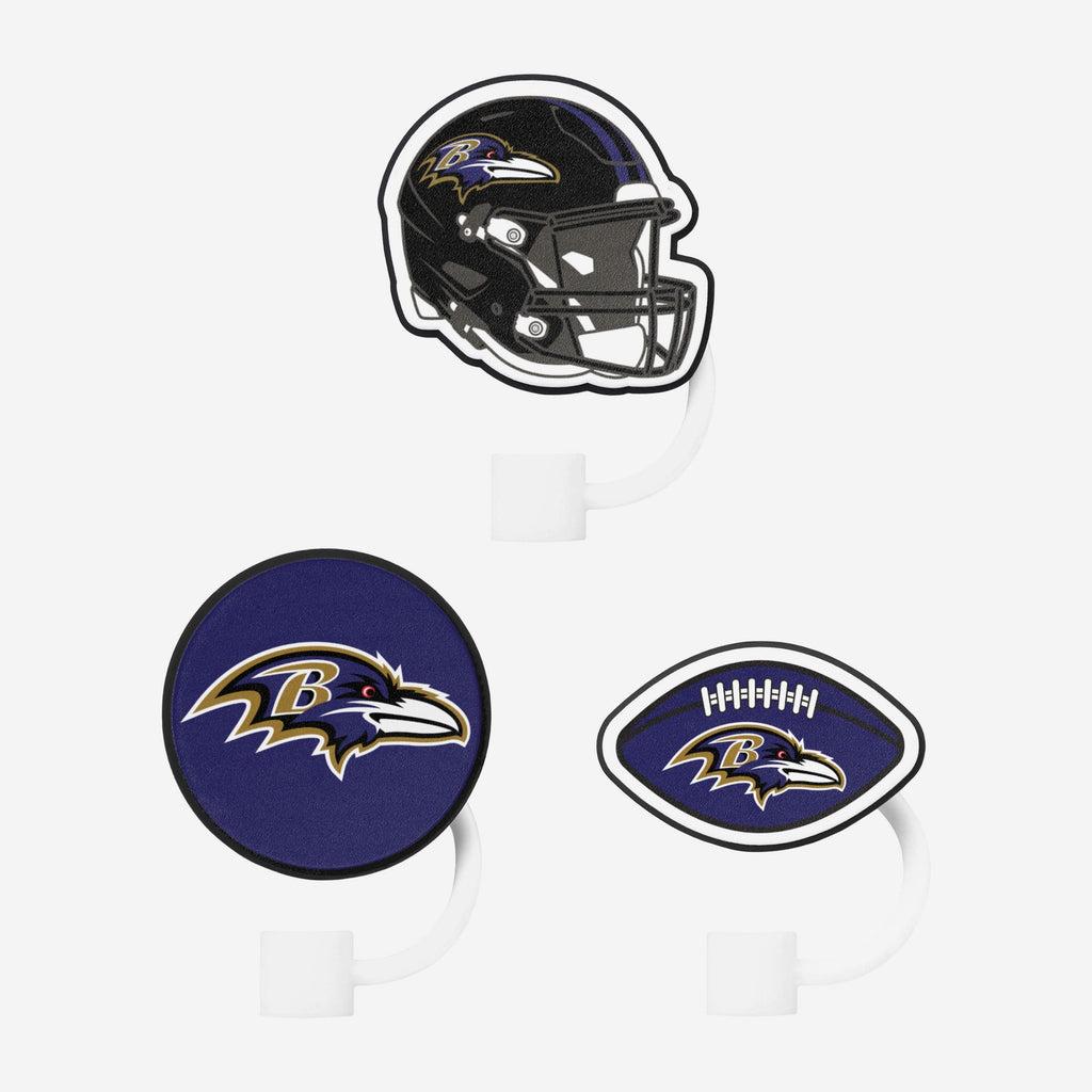 Baltimore Ravens 3 Pack Primary Logo Straw Toppers FOCO - FOCO.com