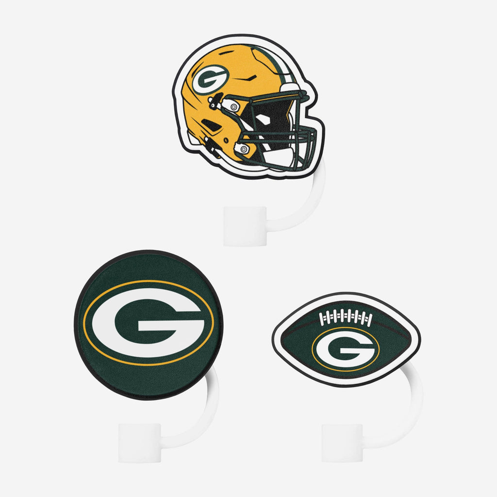 Green Bay Packers 3 Pack Primary Logo Straw Toppers FOCO - FOCO.com