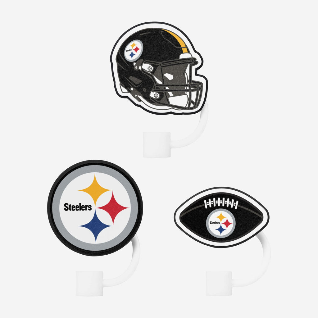 Pittsburgh Steelers 3 Pack Primary Logo Straw Toppers FOCO - FOCO.com