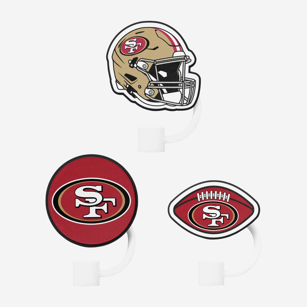 San Francisco 49ers 3 Pack Primary Logo Straw Toppers FOCO - FOCO.com