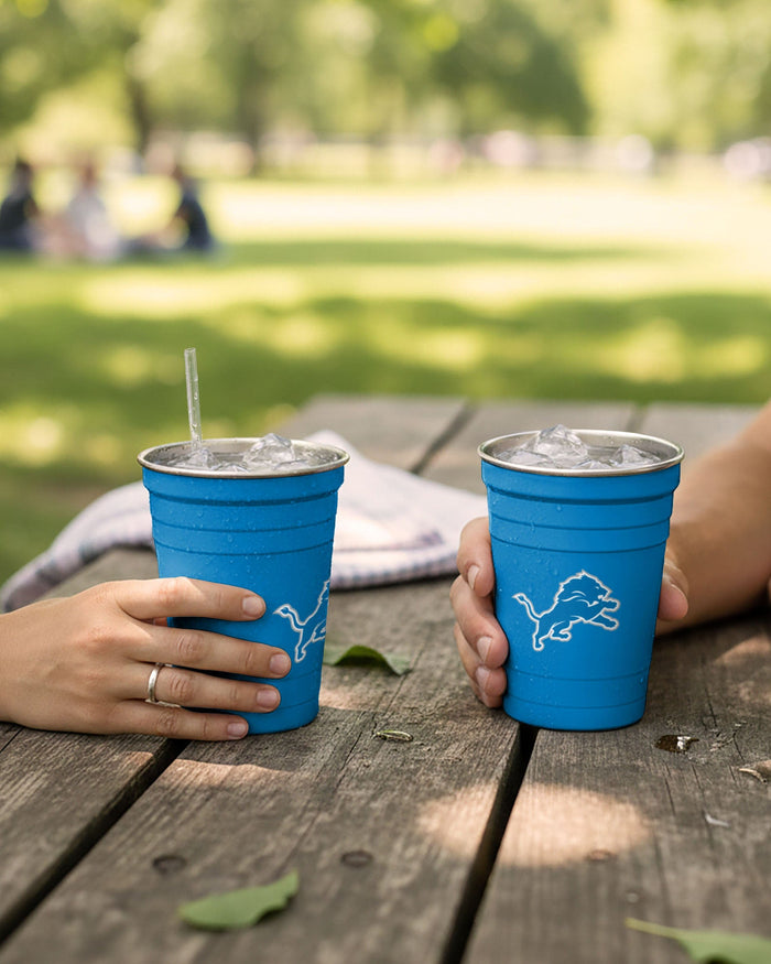 Detroit Lions 2 Pack Reusable Stainless Steel 16 oz Tumbler Cup FOCO - FOCO.com