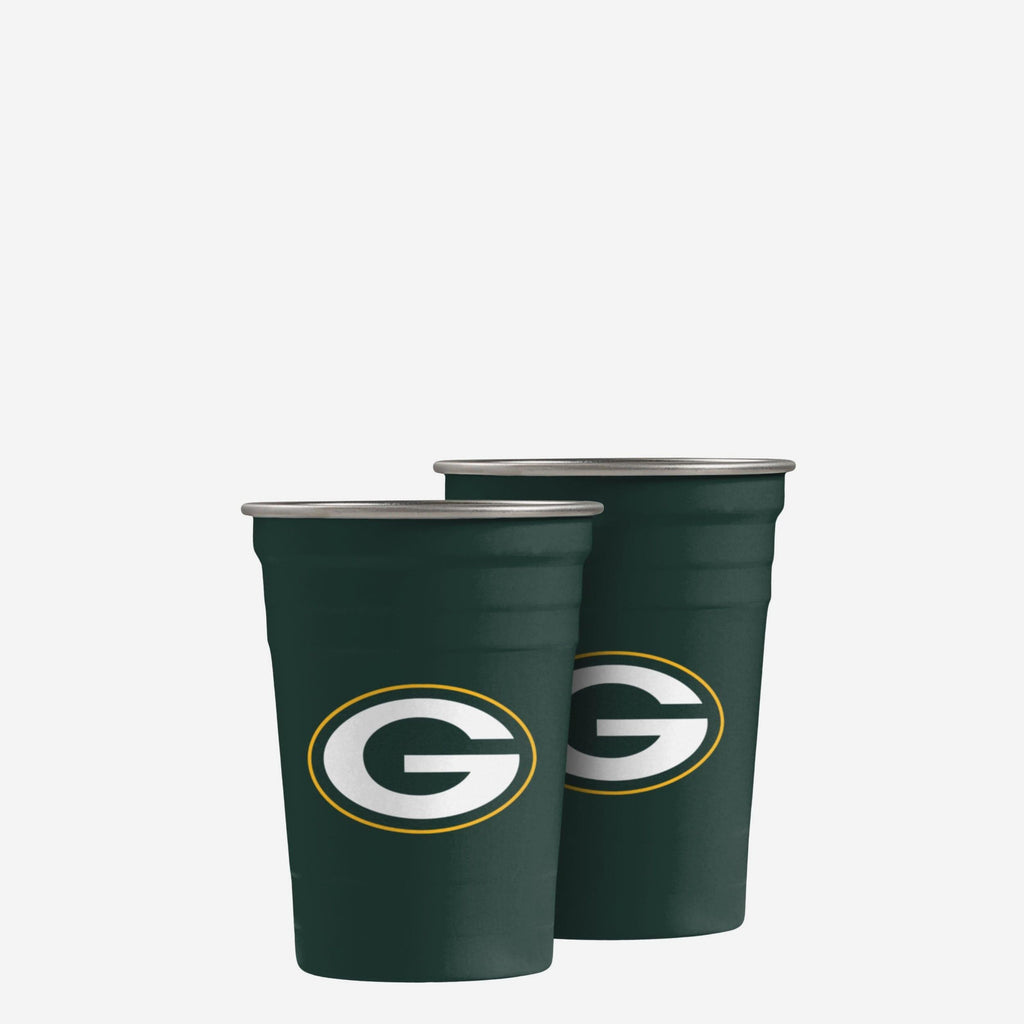 Green Bay Packers 2 Pack Reusable Stainless Steel 16 oz Tumbler Cup FOCO - FOCO.com