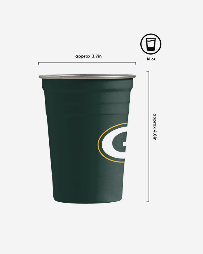 Green Bay Packers 2 Pack Reusable Stainless Steel 16 oz Tumbler Cup FOCO - FOCO.com