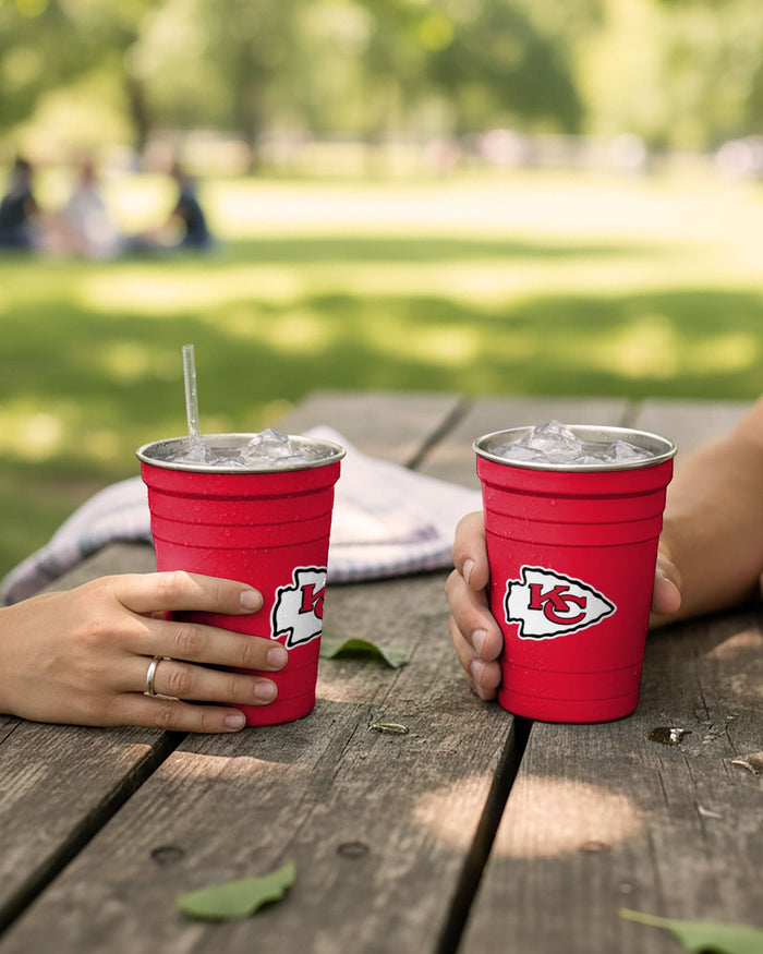 Kansas City Chiefs 2 Pack Reusable Stainless Steel 16 oz Tumbler Cup FOCO - FOCO.com