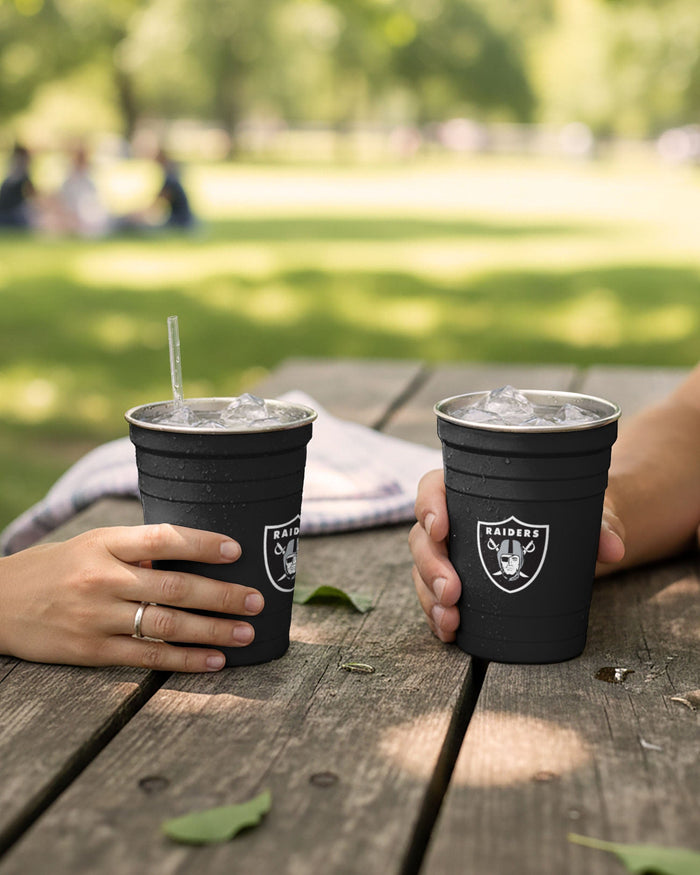 Las Vegas Raiders 2 Pack Reusable Stainless Steel 16 oz Tumbler Cup FOCO - FOCO.com