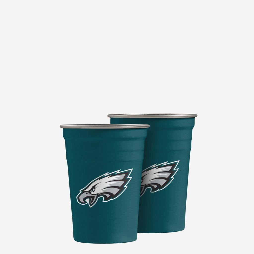 Philadelphia Eagles 2 Pack Reusable Stainless Steel 16 oz Tumbler Cup FOCO - FOCO.com