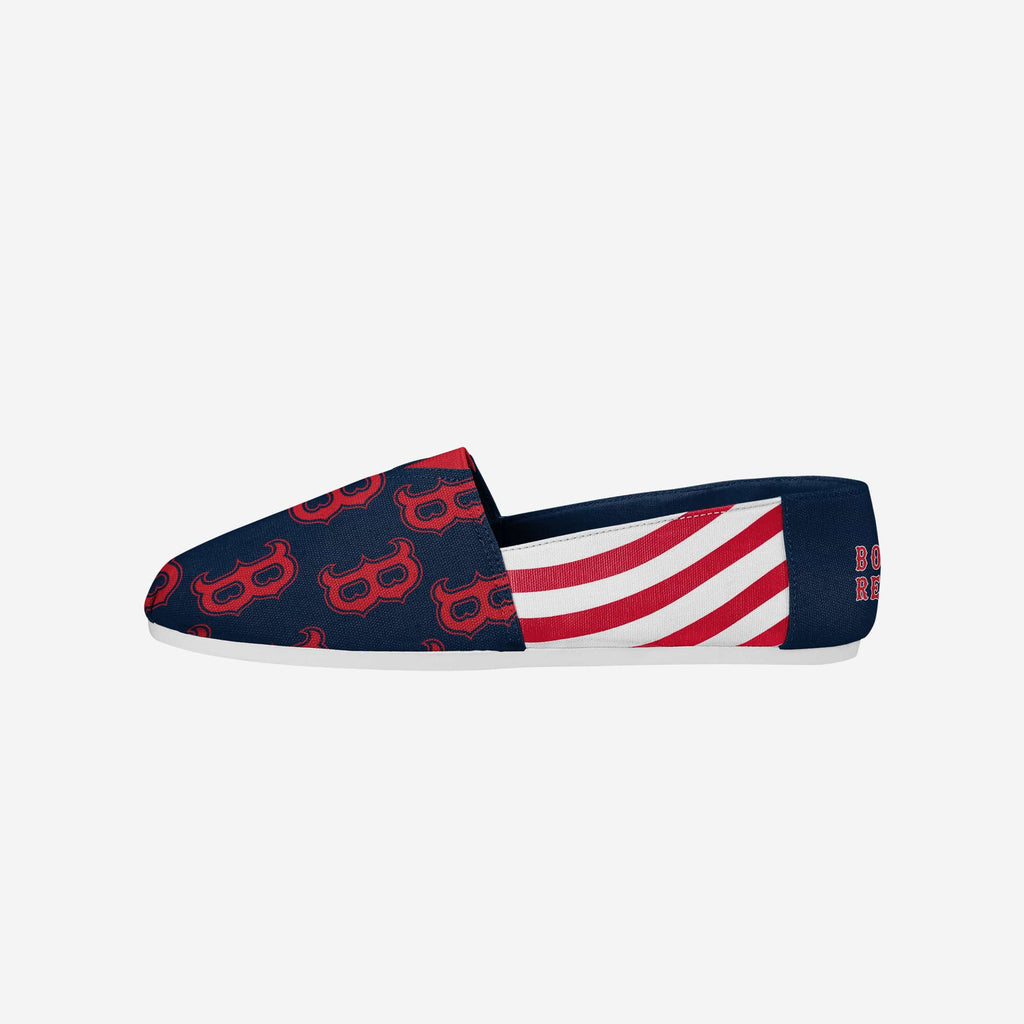 Boston Red Sox Womens Stripe Canvas Shoe FOCO S - FOCO.com