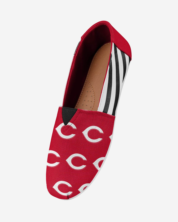 Cincinnati Reds Womens Stripe Canvas Shoe FOCO - FOCO.com