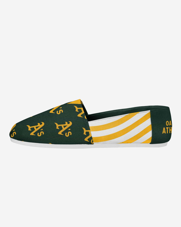 Oakland Athletics Womens Stripe Canvas Shoe FOCO 6 - FOCO.com
