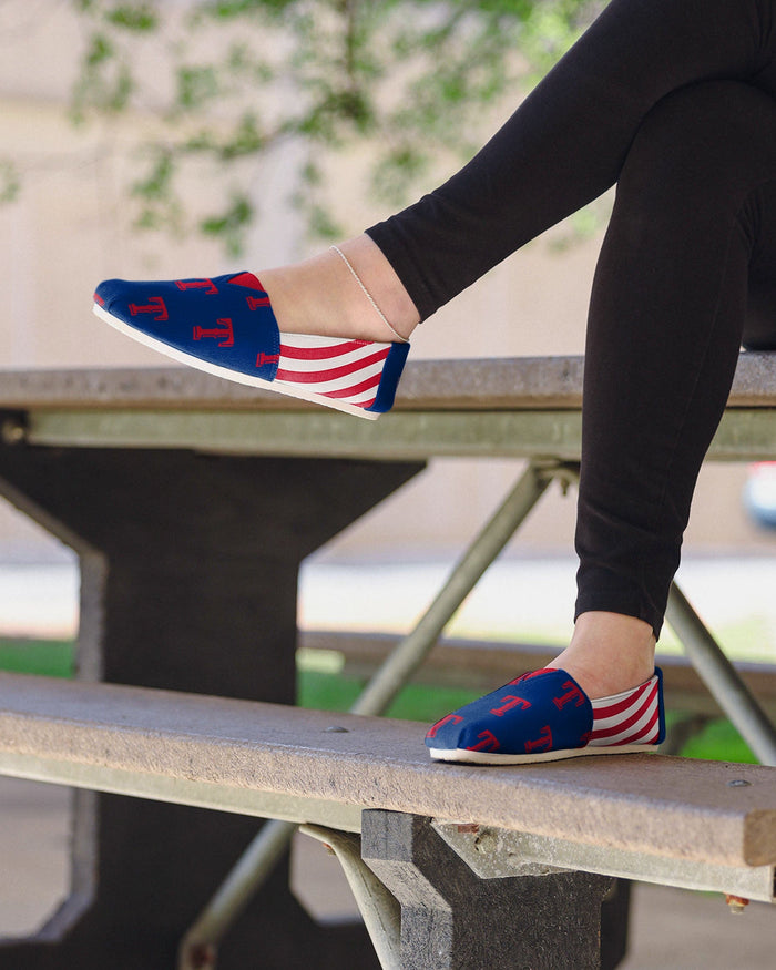 Texas Rangers Womens Stripe Canvas Shoe FOCO - FOCO.com