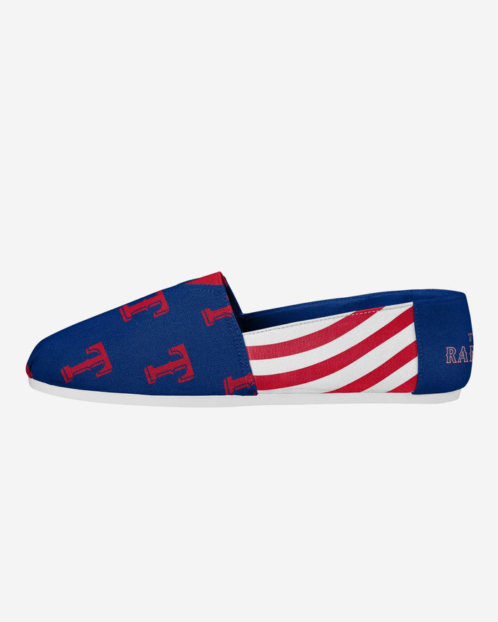 Texas Rangers Womens Stripe Canvas Shoe FOCO 6 - FOCO.com
