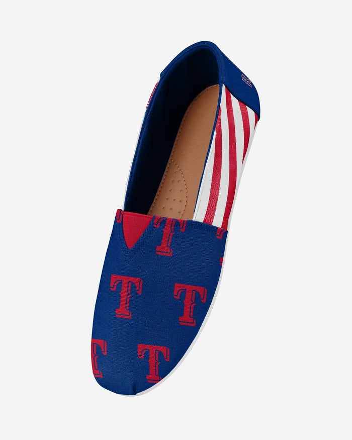 Texas Rangers Womens Stripe Canvas Shoe FOCO - FOCO.com