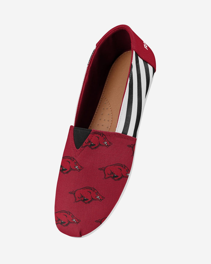 Arkansas Razorbacks Womens Stripe Canvas Shoe FOCO - FOCO.com