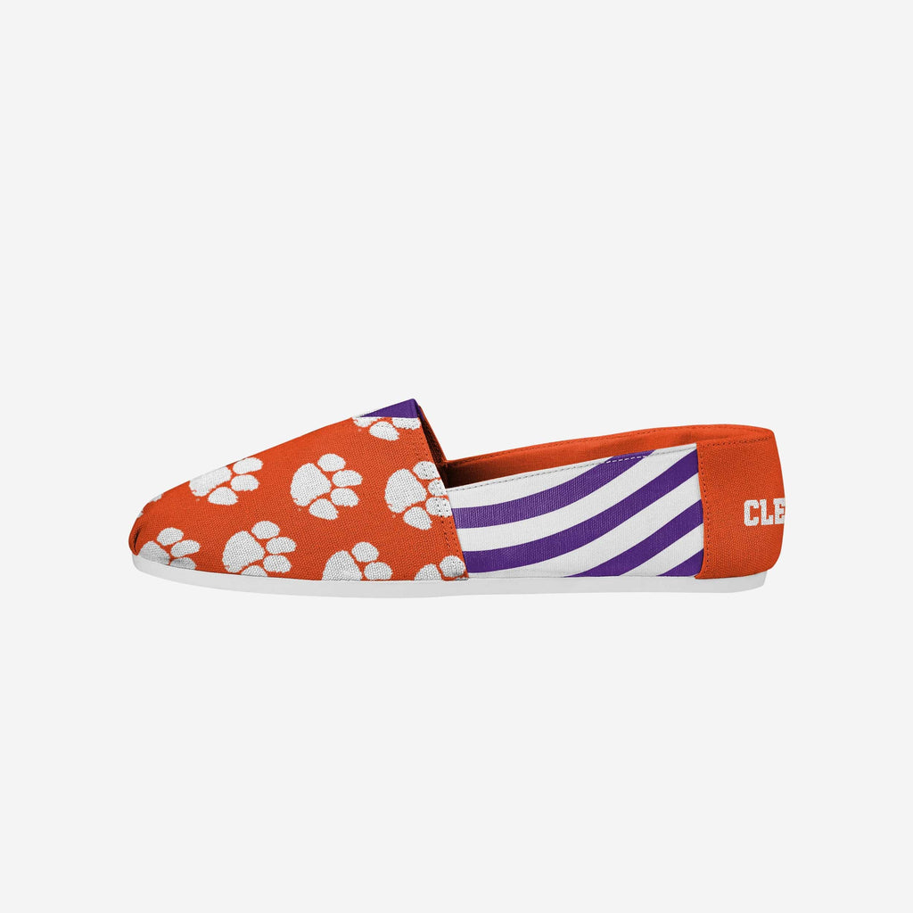 Clemson Tigers Womens Stripe Canvas Shoe FOCO 6 - FOCO.com