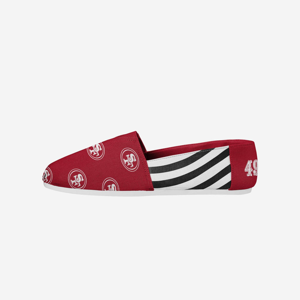 San Francisco 49ers Womens Stripe Canvas Shoe FOCO 6 - FOCO.com