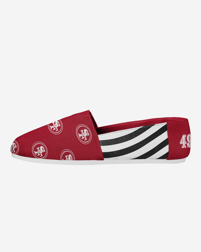 San Francisco 49ers Womens Stripe Canvas Shoe FOCO 6 - FOCO.com
