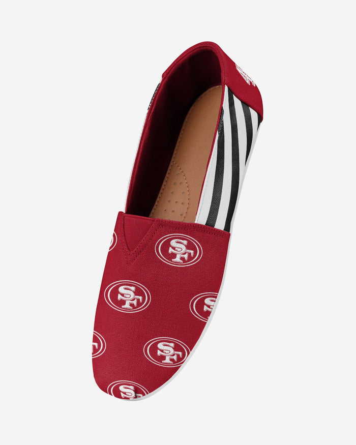 San Francisco 49ers Womens Stripe Canvas Shoe FOCO - FOCO.com
