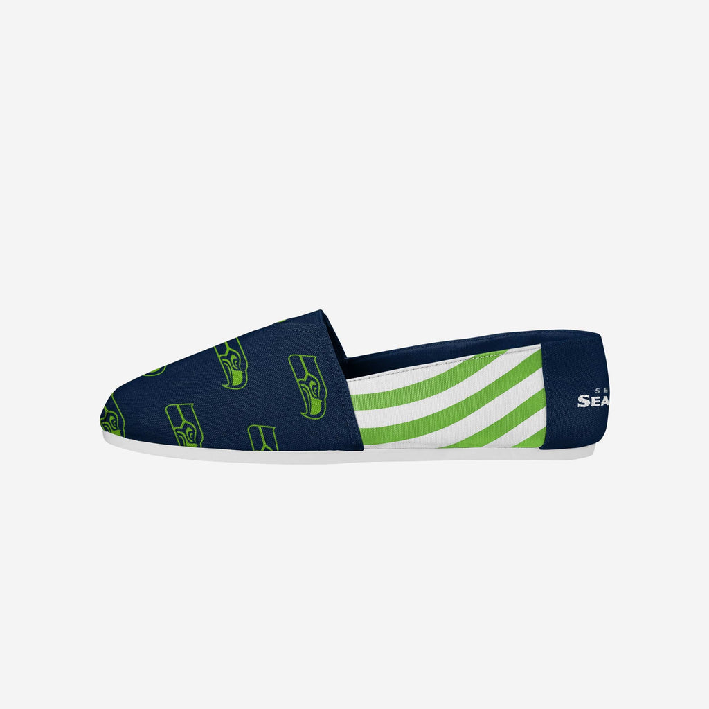 Seattle Seahawks Womens Stripe Canvas Shoe FOCO 6 - FOCO.com