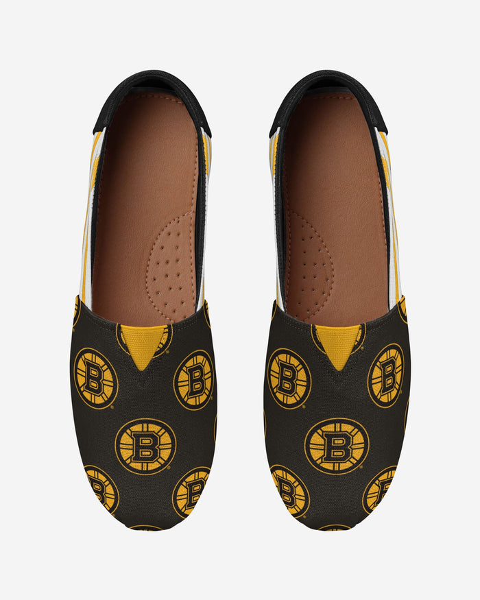 Boston Bruins Womens Stripe Canvas Shoe FOCO - FOCO.com