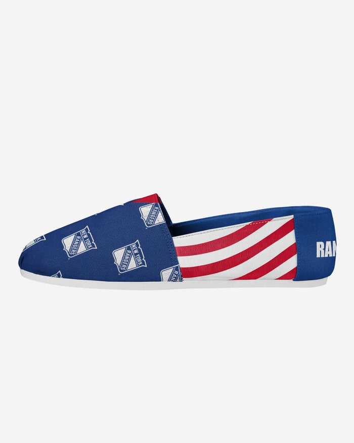 New York Rangers Womens Stripe Canvas Shoe FOCO 6 - FOCO.com