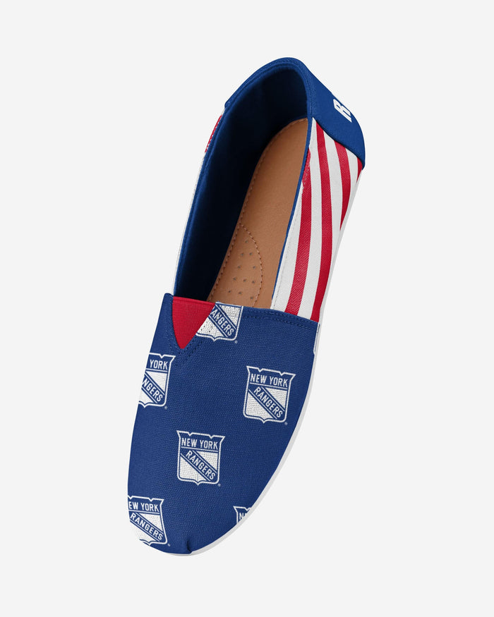 New York Rangers Womens Stripe Canvas Shoe FOCO - FOCO.com