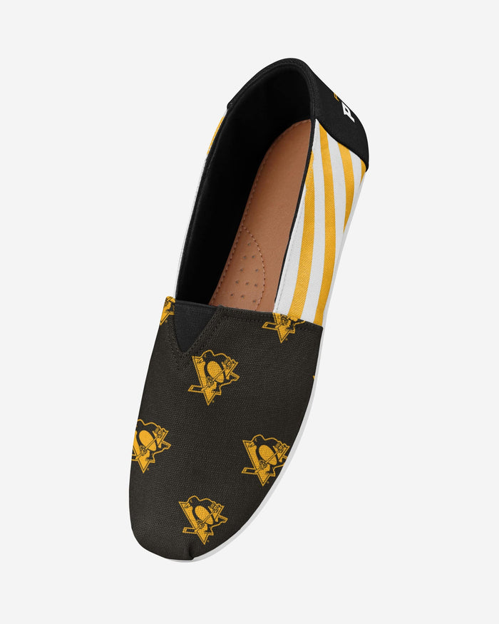 Pittsburgh Penguins Womens Stripe Canvas Shoe FOCO - FOCO.com