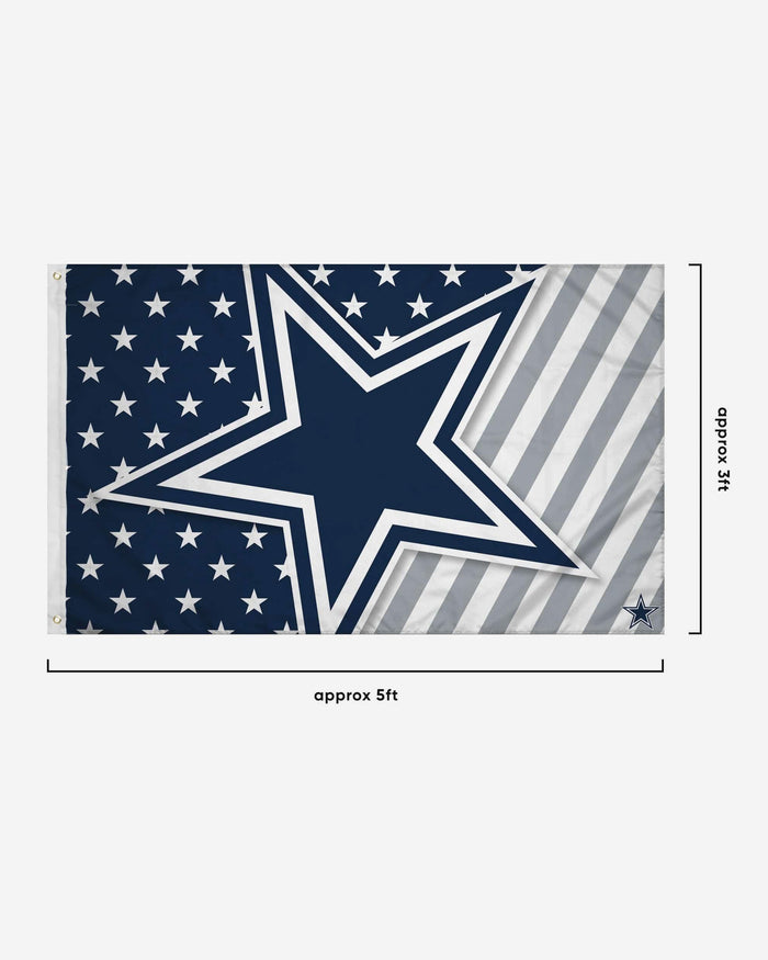 Dallas Cowboys Big Logo Americana Horizontal Flag FOCO - FOCO.com
