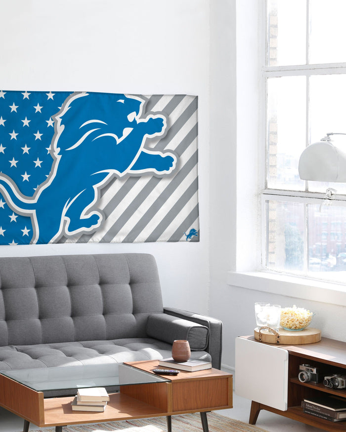 Detroit Lions Big Logo Americana Horizontal Flag FOCO - FOCO.com