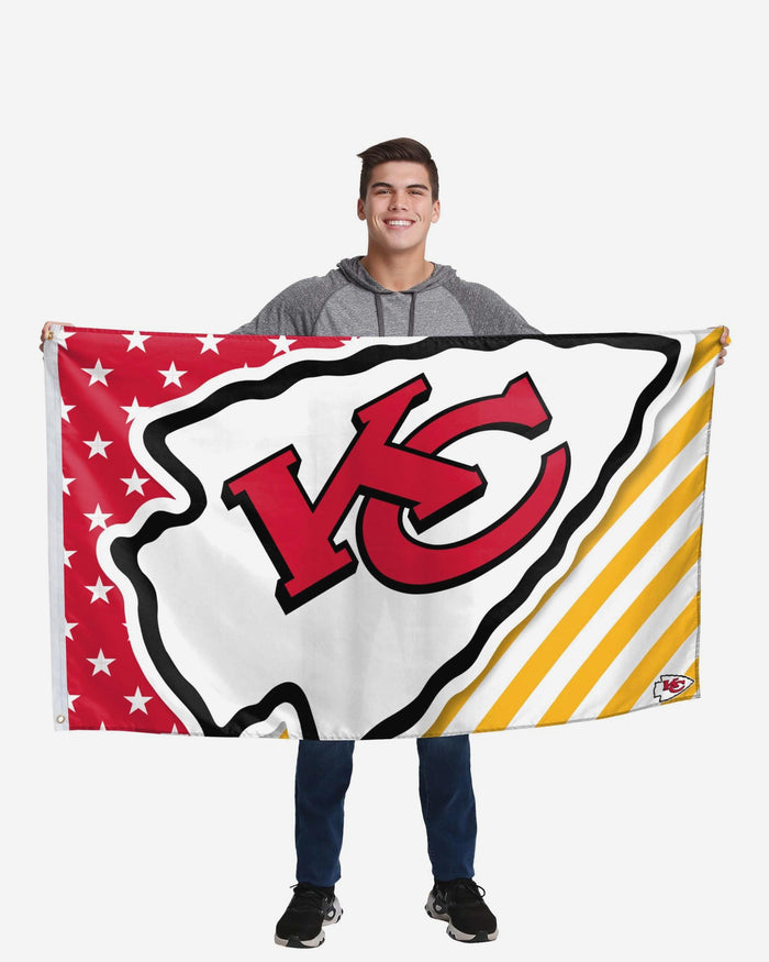 Kansas City Chiefs Big Logo Americana Horizontal Flag FOCO - FOCO.com