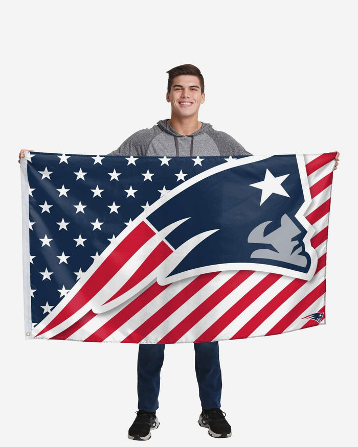 New England Patriots Big Logo Americana Horizontal Flag FOCO - FOCO.com