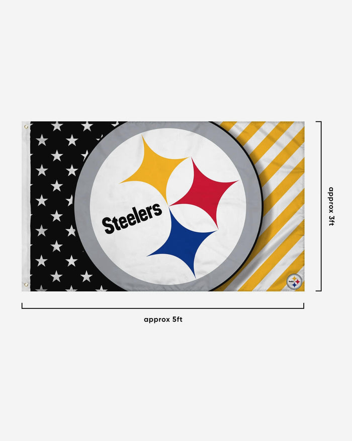 Pittsburgh Steelers Big Logo Americana Horizontal Flag FOCO - FOCO.com