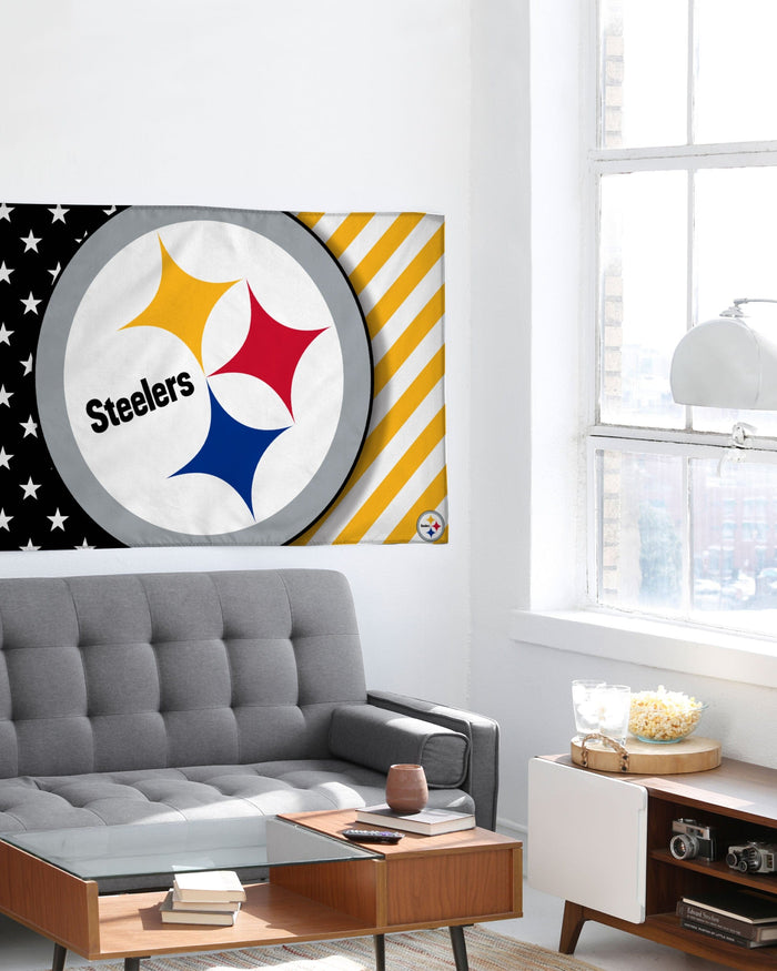 Pittsburgh Steelers Big Logo Americana Horizontal Flag FOCO - FOCO.com