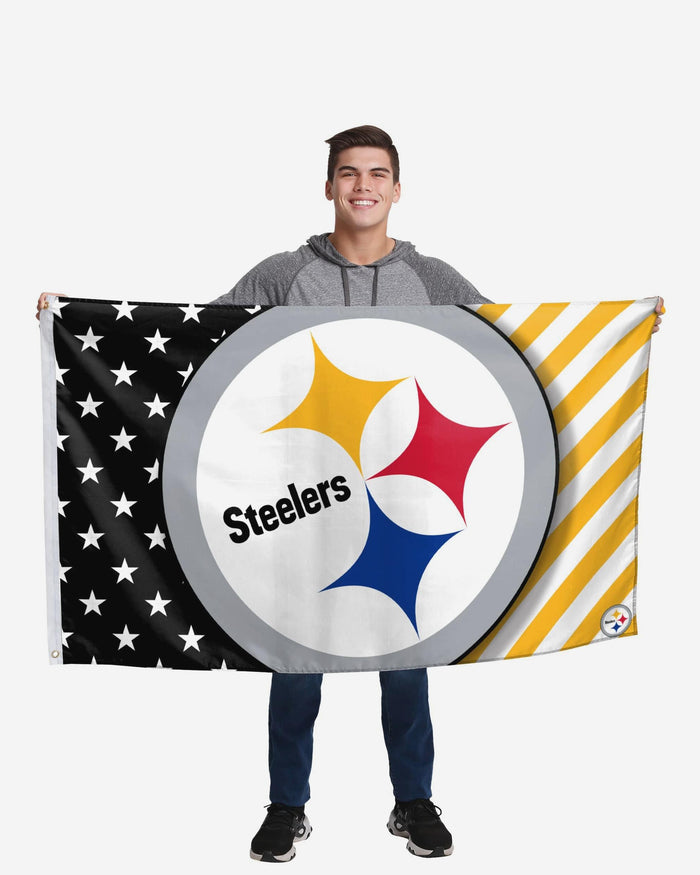 Pittsburgh Steelers Big Logo Americana Horizontal Flag FOCO - FOCO.com