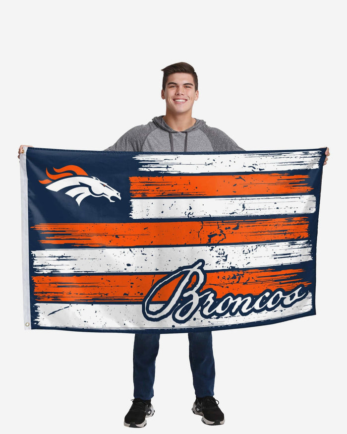 Denver Broncos Brushstroke Americana Horizontal Flag FOCO - FOCO.com
