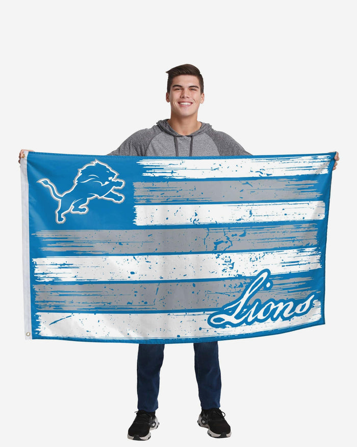 Detroit Lions Brushstroke Americana Horizontal Flag FOCO - FOCO.com