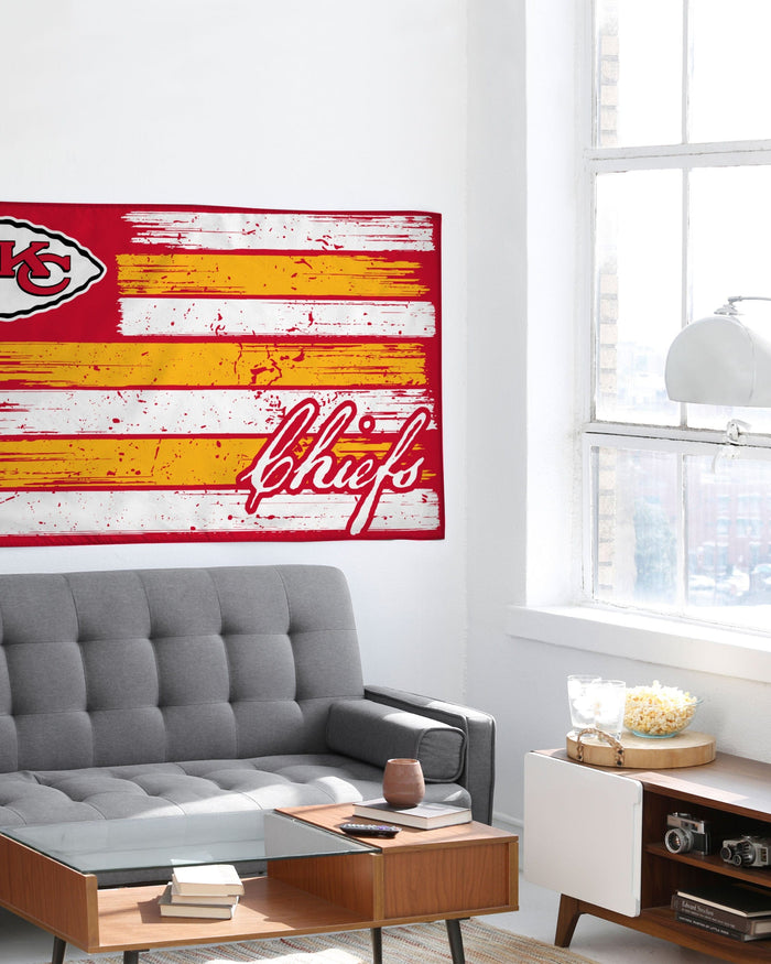 Kansas City Chiefs Brushstroke Americana Horizontal Flag FOCO - FOCO.com