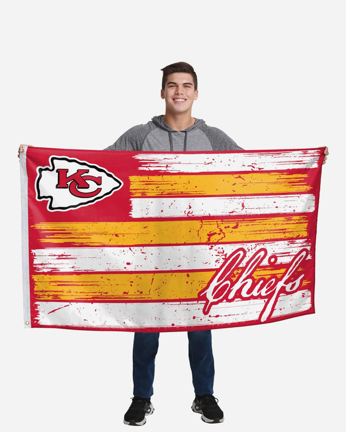 Kansas City Chiefs Brushstroke Americana Horizontal Flag FOCO - FOCO.com