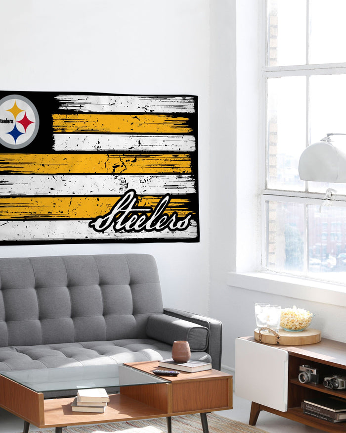 Pittsburgh Steelers Brushstroke Americana Horizontal Flag FOCO - FOCO.com