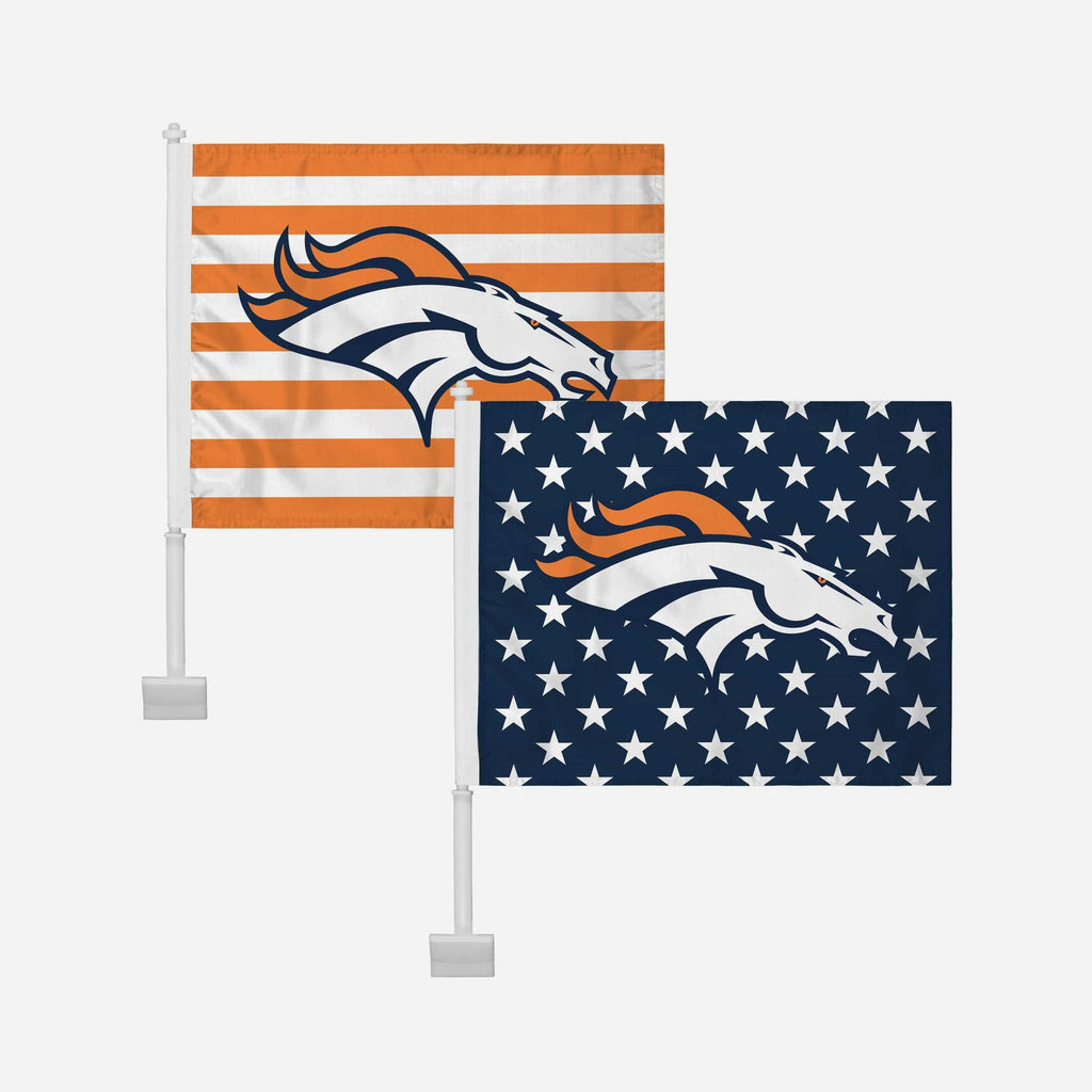 Denver Broncos 2 Pack Solid Americana Car Flag FOCO - FOCO.com