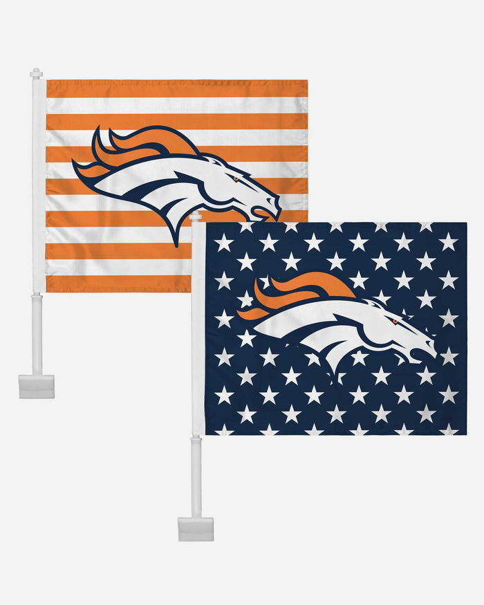 Denver Broncos 2 Pack Solid Americana Car Flag FOCO - FOCO.com