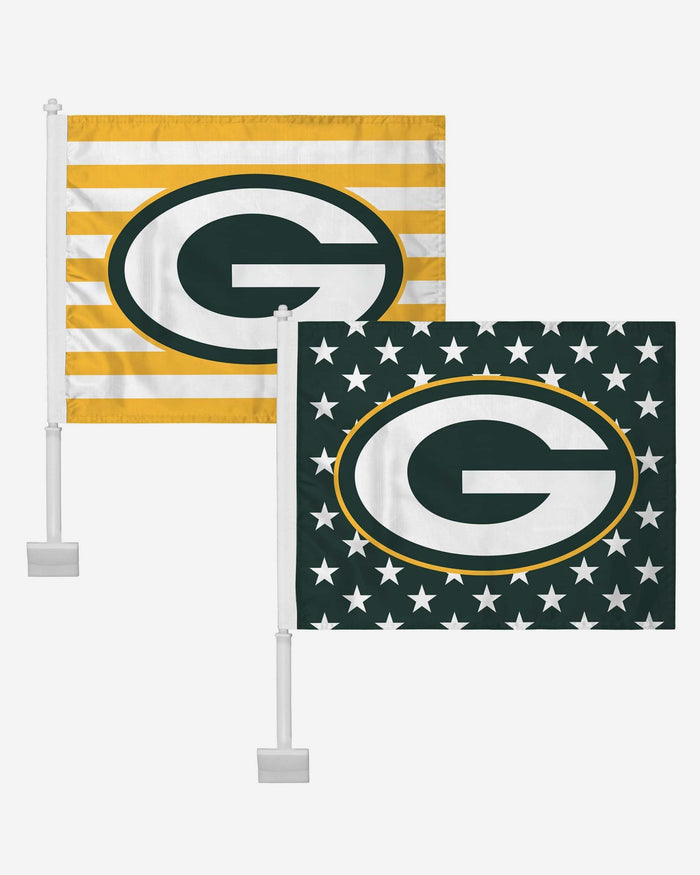 Green Bay Packers 2 Pack Solid Americana Car Flag FOCO - FOCO.com