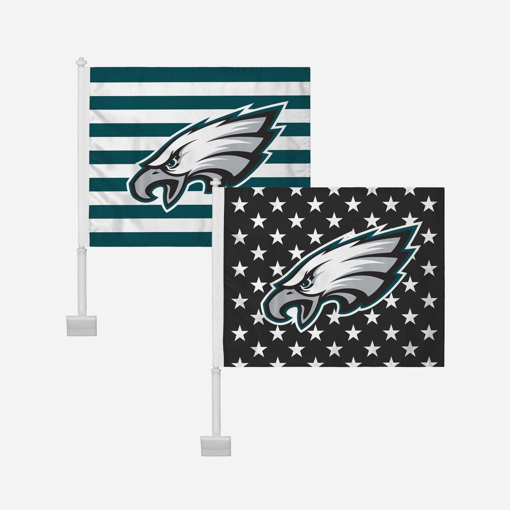 Philadelphia Eagles 2 Pack Solid Americana Car Flag FOCO - FOCO.com